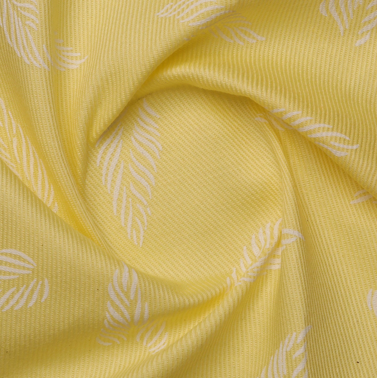 Yellow unstitched cotton fabric for men with leaf pattern