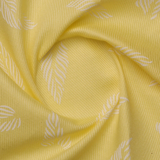 Yellow unstitched cotton fabric for men with leaf pattern