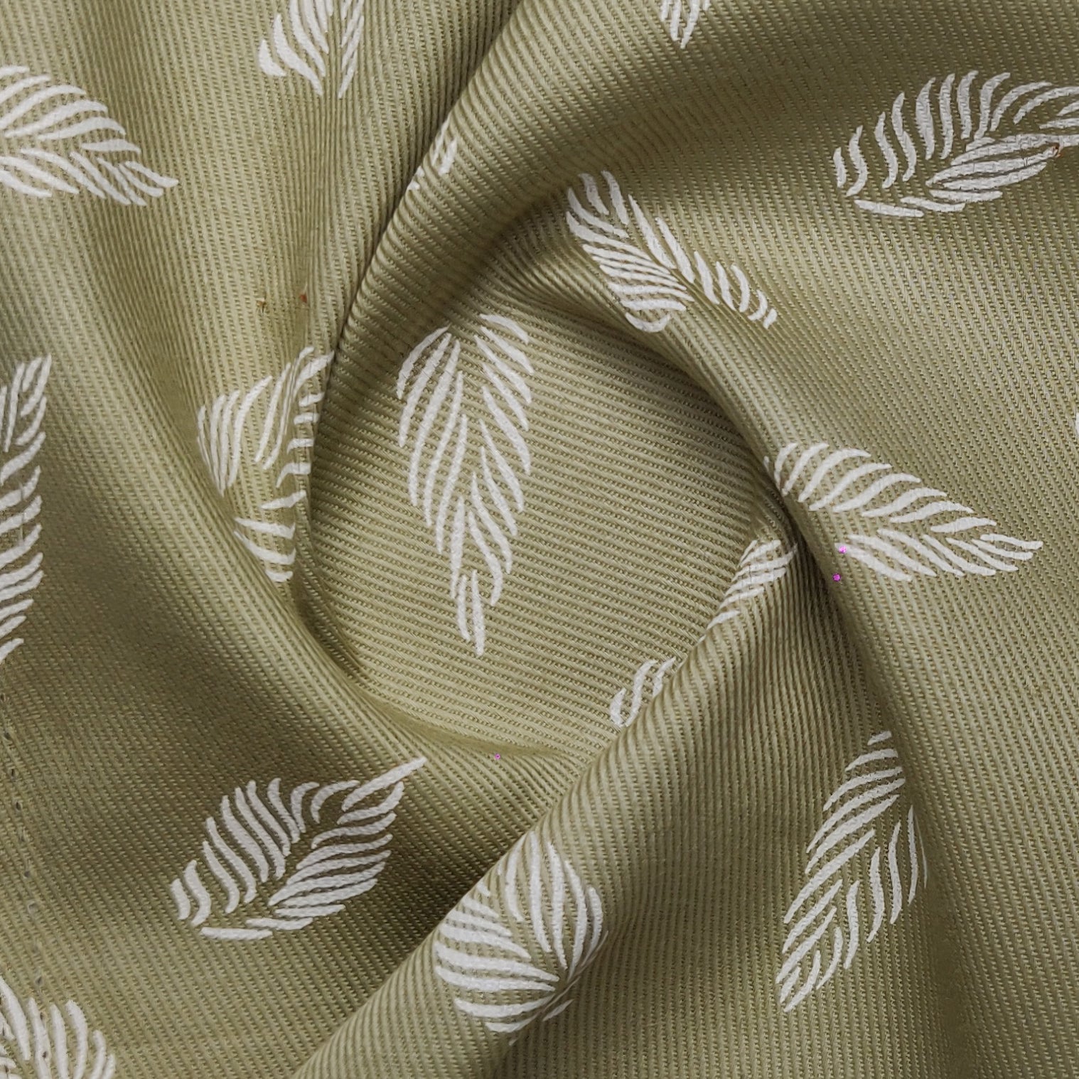 Feather Print – Olive | Unstitched Shirting Fabric