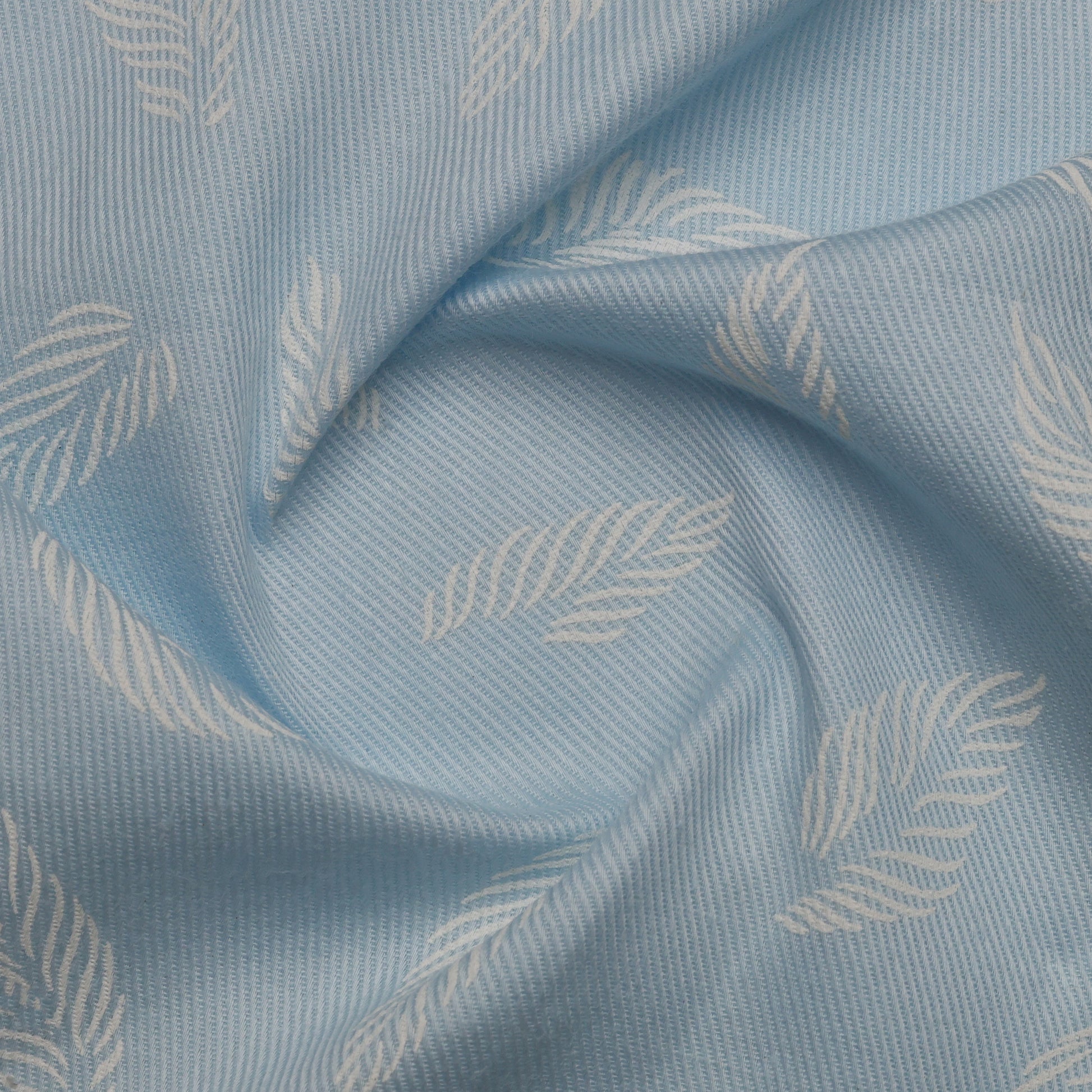 Light blue fabric with leaf pattern