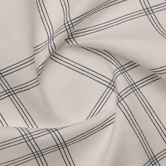 Checkmate Cotton – White | Printed Shirting Fabric